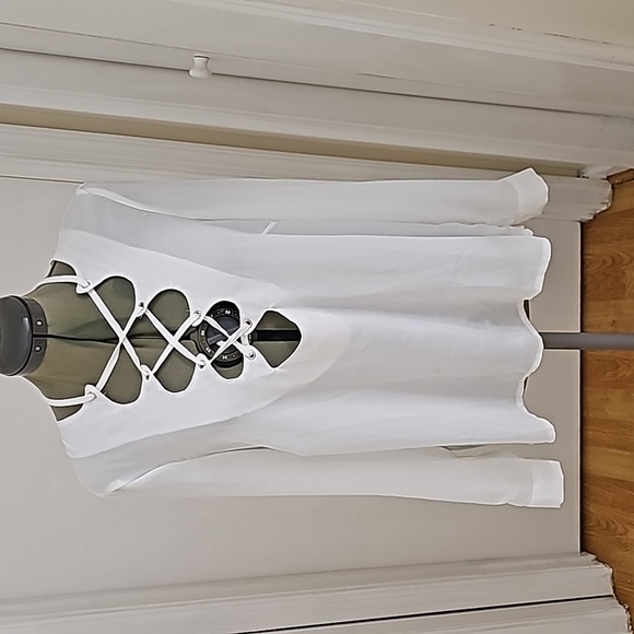 Missguided Scallop Lace up long sleeve Blouse Sz 8 - Picture 2 of 12